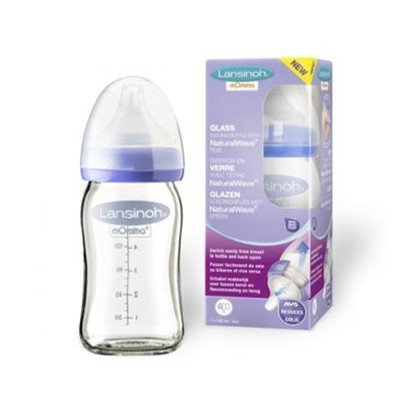 LansinohSkleněná kojenecká láhev 160ml s NaturalWave TM savičkou (S)