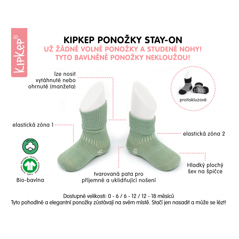 Produkt - Dětské ponožky Stay-on-Socks 0-6m 2páry Calming Green