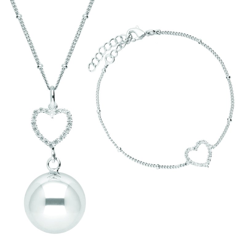 Produkt - Těhotenská rolnička s náramkem Crystal Heart in silver